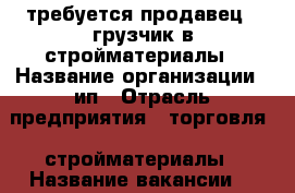 требуется продавец - грузчик в стройматериалы › Название организации ­ ип › Отрасль предприятия ­ торговля , стройматериалы › Название вакансии ­  продавец - грузчик › Место работы ­ х. Черников , НСТ Степное › Минимальный оклад ­ 1 000 › Возраст до ­ 30 - Краснодарский край, Краснодар г. Работа » Вакансии   . Краснодарский край,Краснодар г.